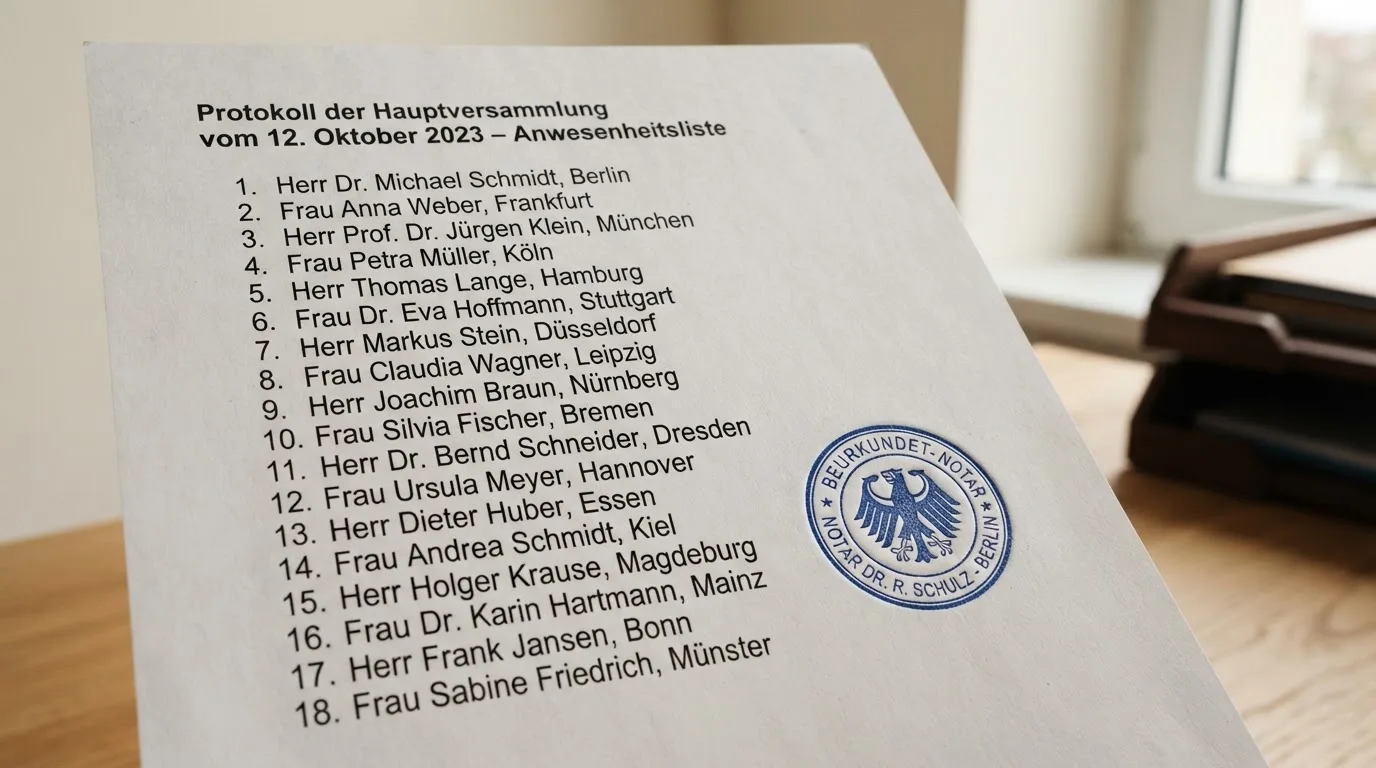 Nahaufnahme einer gedruckten Liste zugelassener Anbieter neben einem amtlichen Prüfsiegel.