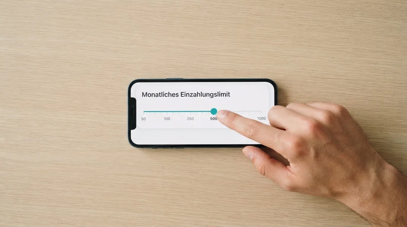 Bildschirmausschnitt eines Formulars zur Festlegung eines monatlichen Einzahlungslimits.